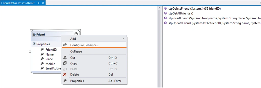 Configure Behaviour