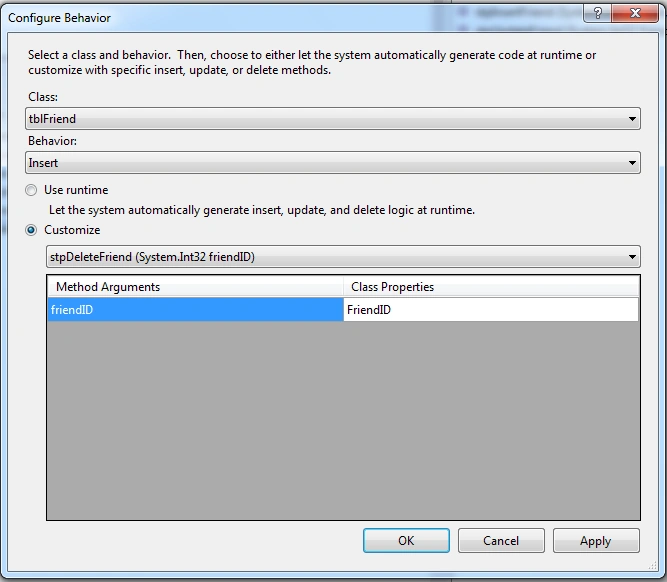 Configure Behaviour