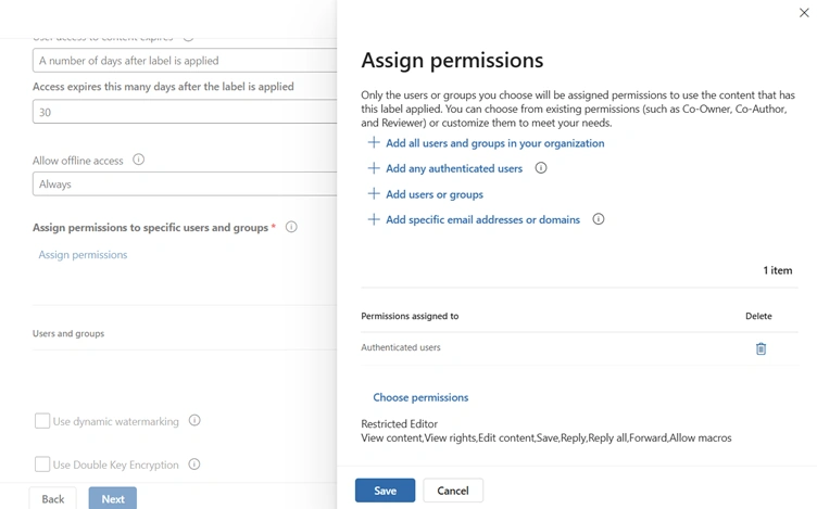 Assign permission