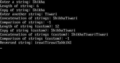String function in C Output