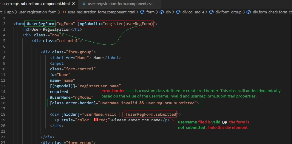 Let's Develop An Angular Application - Styling The Template Using CSS Validation Classes And ngModel Properties