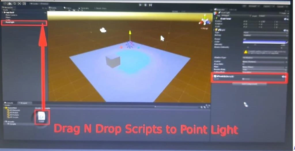 Switching Light On UP And Down Arrow Keys Using C# Scripts In Unity