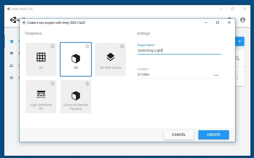 Switching Light On UP And Down Arrow Keys Using C# Scripts In Unity