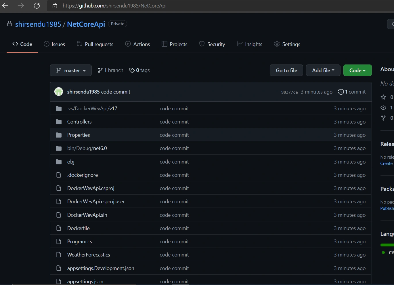 Create branch to your Git Repository