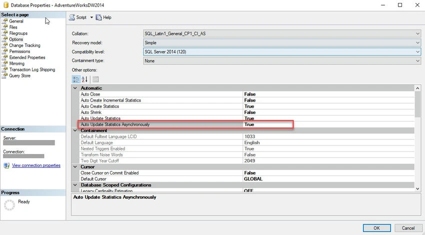 Under Database Properties