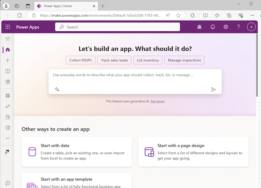 login your Power Apps account