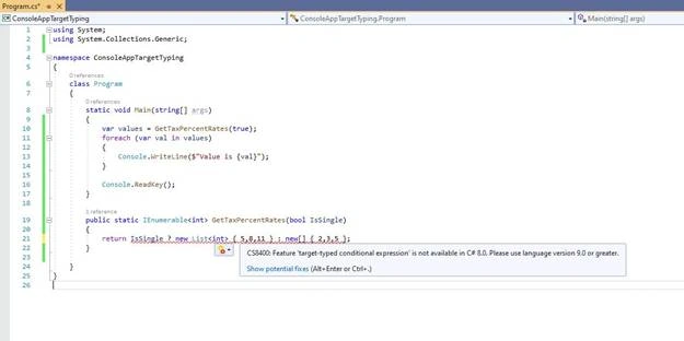 Target Typing and Shared Types in C# 9.0