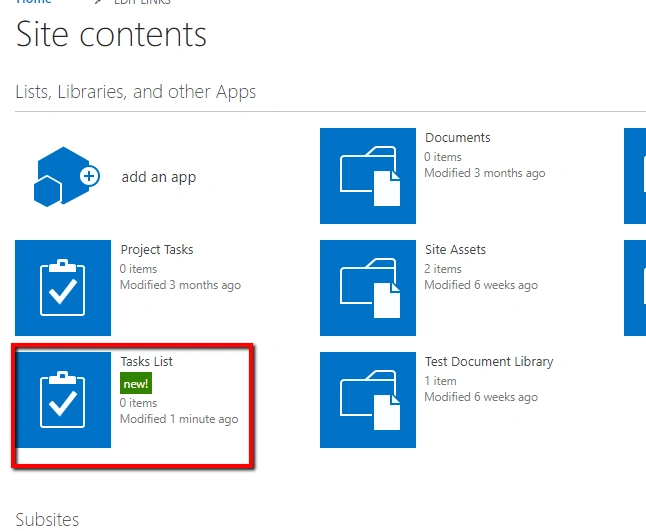 Task List in SharePoint