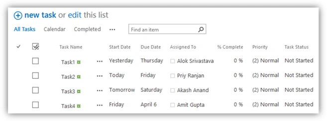 new task