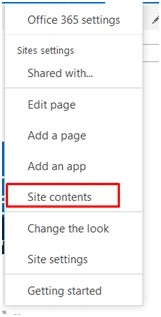 Click on Site contents