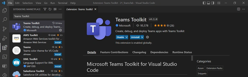 Teams Toolkit for Creating Microsoft Teams Tab