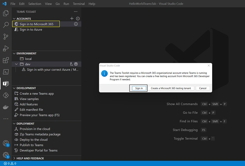 Teams Toolkit for Creating Microsoft Teams Tab