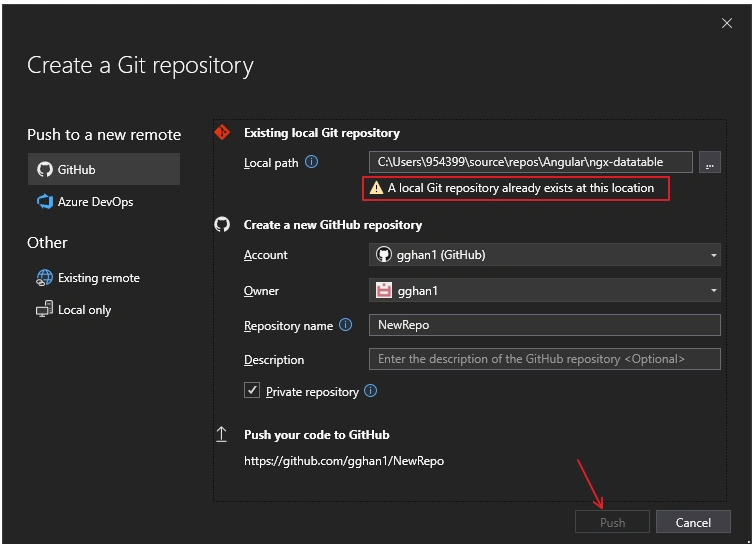 Create a Git Hub Repository from Visual Studio