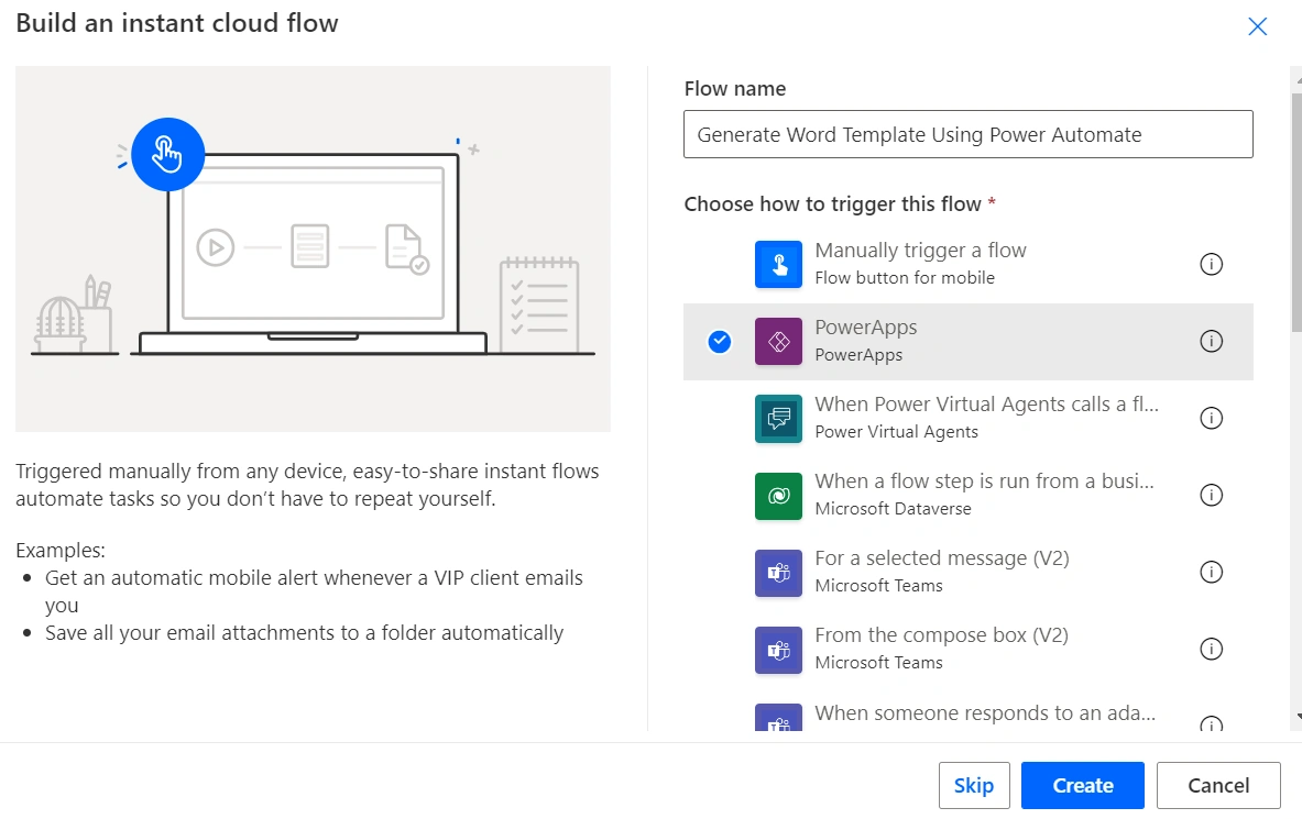 Generate Word Document Template Using Power Automate