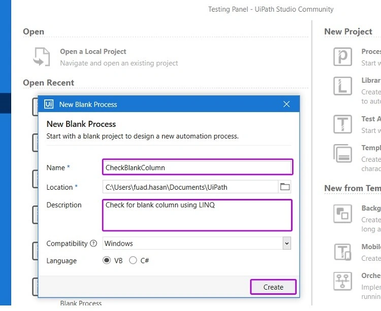 Find Blank Column Using LINQ in UiPath
