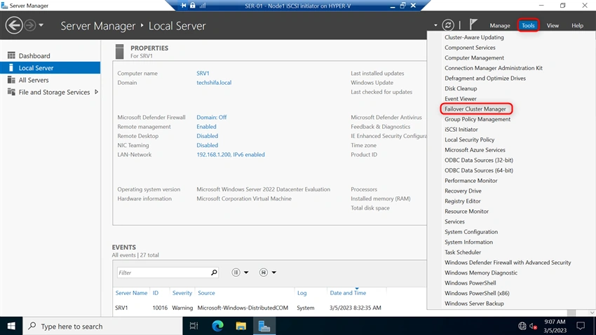Install And Configure Two Node Failover Cluster
