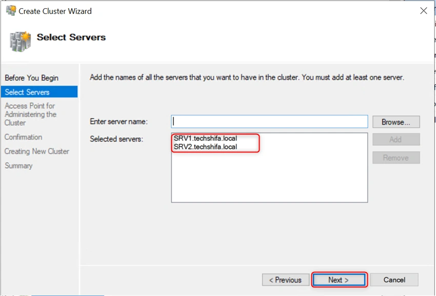 Install And Configure Two Node Failover Cluster
