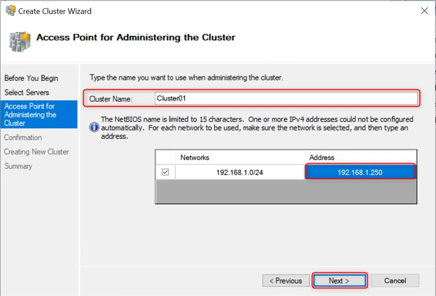 Install And Configure Two Node Failover Cluster