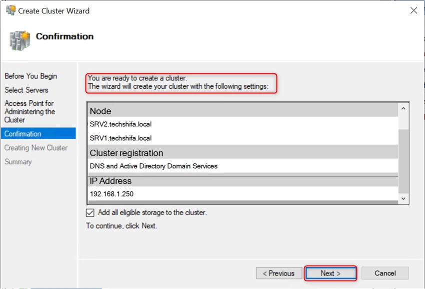 Install And Configure Two Node Failover Cluster