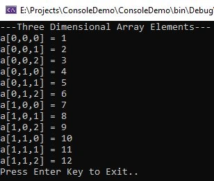 What is 3d Array in C#