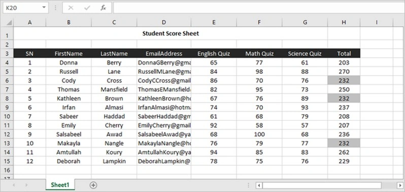 Highlight Duplicate Values in Excel in Java