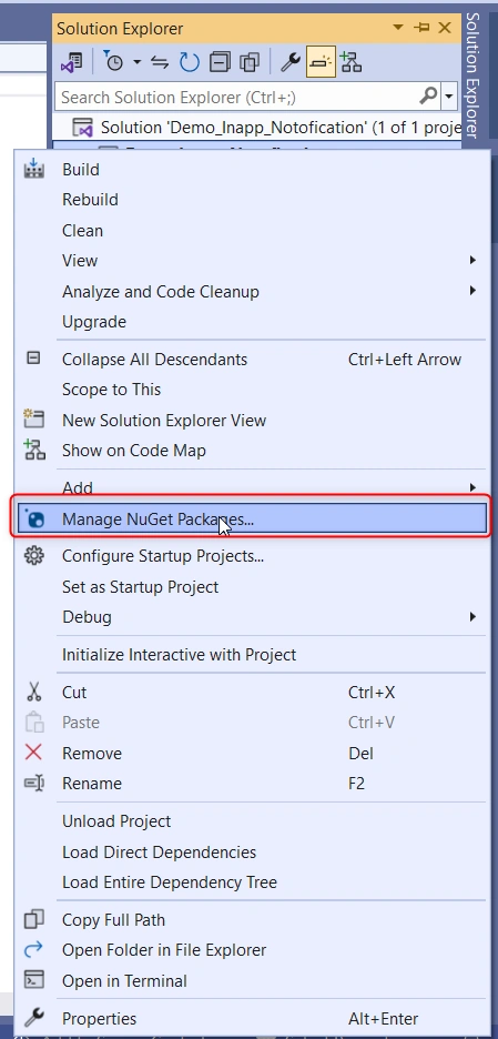 Solution explorer