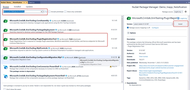 Install Nuget package