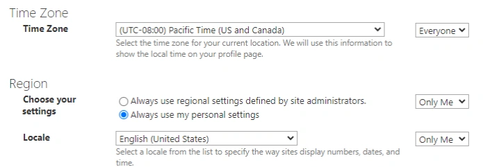 Always use personal settings