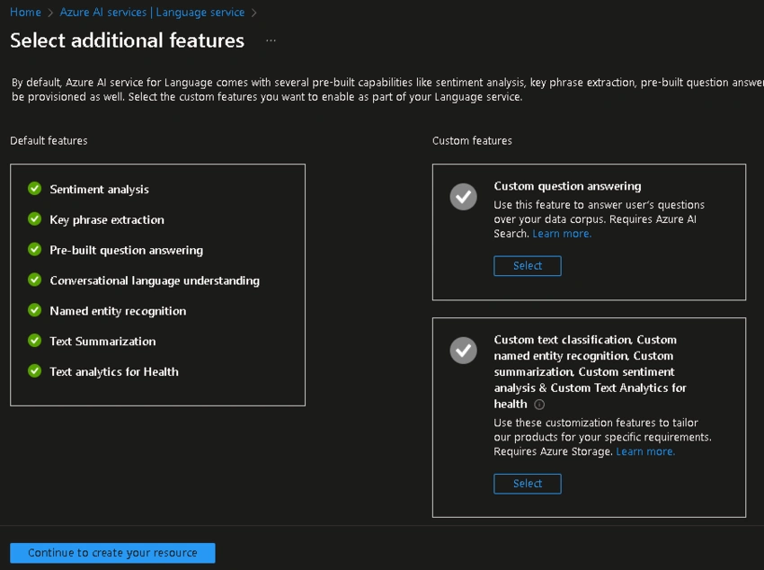 Default features