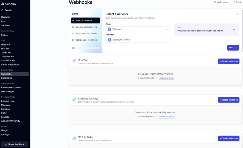 Alchemy Dashboard Webhook