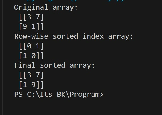 Numpy argsort 2D array