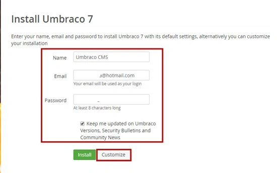 Installation page