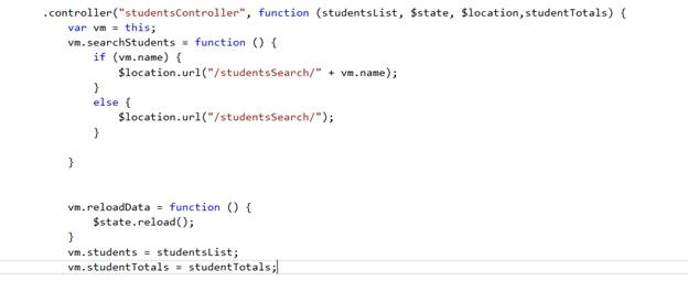 the studentscontroller function