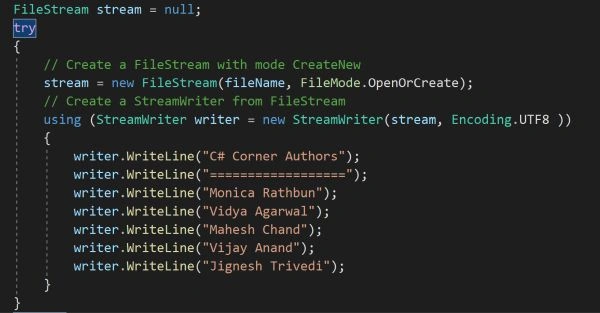 CSharp StreamWriter