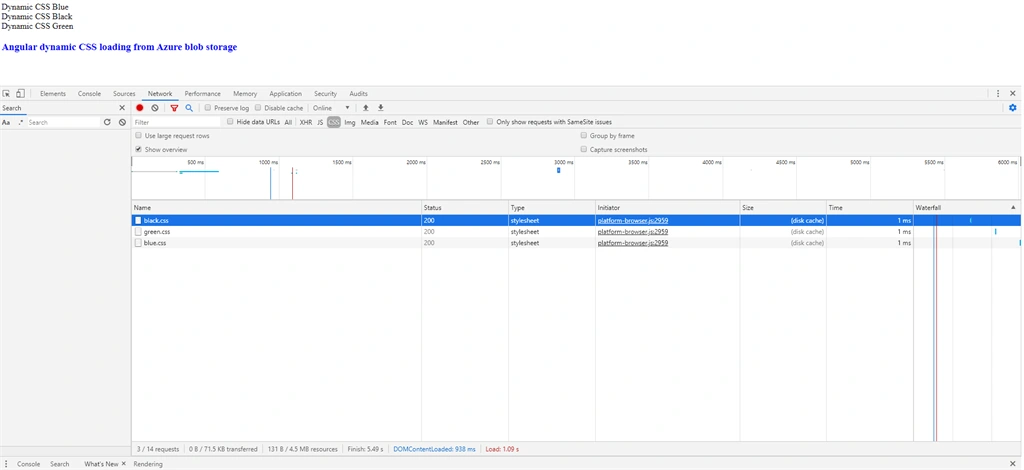 Angular Dynamic CSS Loading From Azure Blob Storage