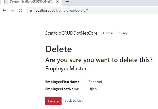 Simple Scaffolding CRUD Operations In ASP.NET Core Using EF Core DB First Approach