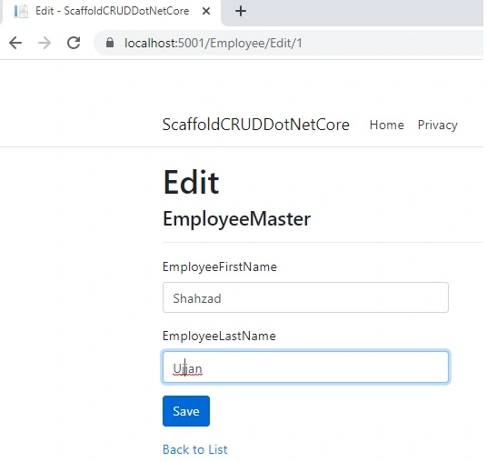 Simple Scaffolding CRUD Operations In ASP.NET Core Using EF Core DB First Approach