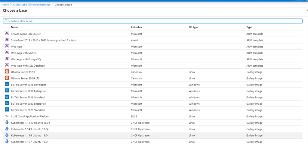 Setup Azure Dev Test Lab For SharePoint 2019