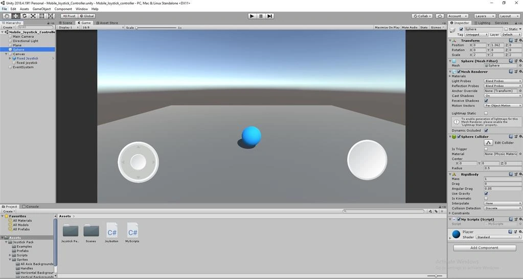  Mobile_Joystick_Controller Using C# Scripts In Unity