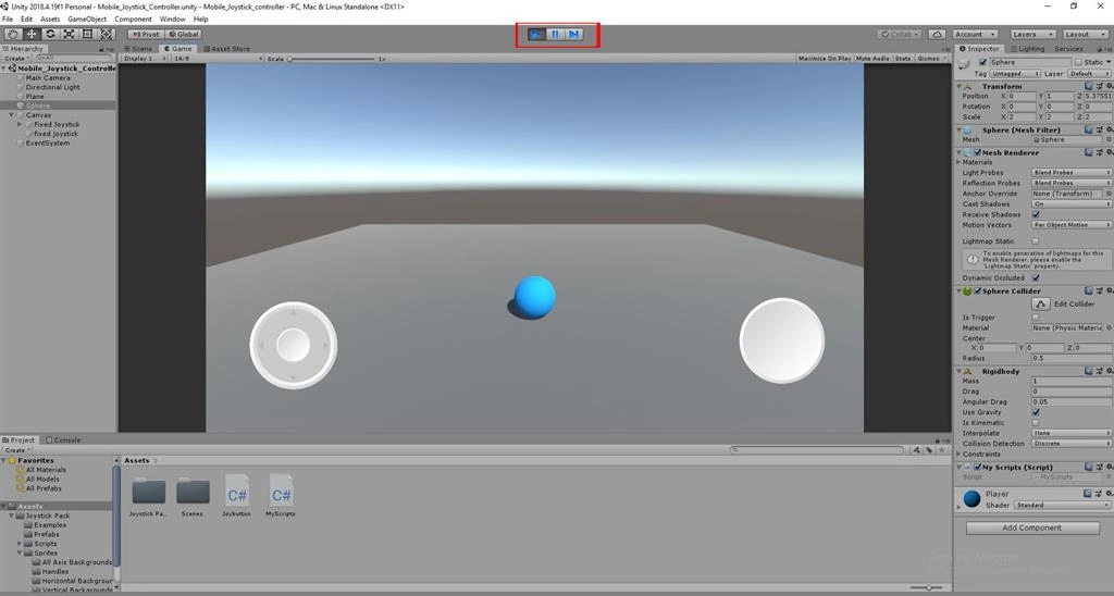  Mobile_Joystick_Controller Using C# Scripts In Unity