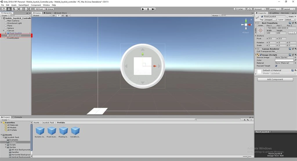  Mobile_Joystick_Controller Using C# Scripts In Unity
