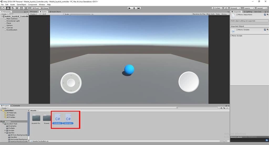  Mobile_Joystick_Controller Using C# Scripts In Unity