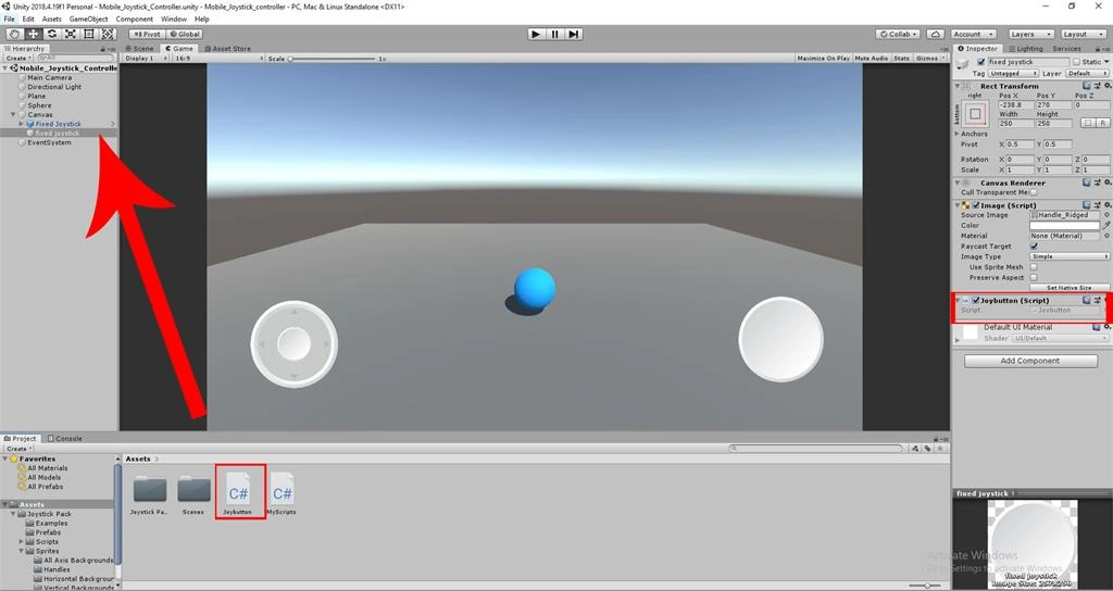  Mobile_Joystick_Controller Using C# Scripts In Unity