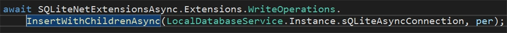 Insert List Of Items Into Single Row In Xamarin Forms SQLite DB