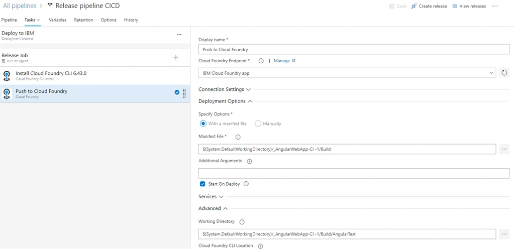 Set Up Continuous Deployment Pipeline For Cloud Foundry Application Using Azure Devops
