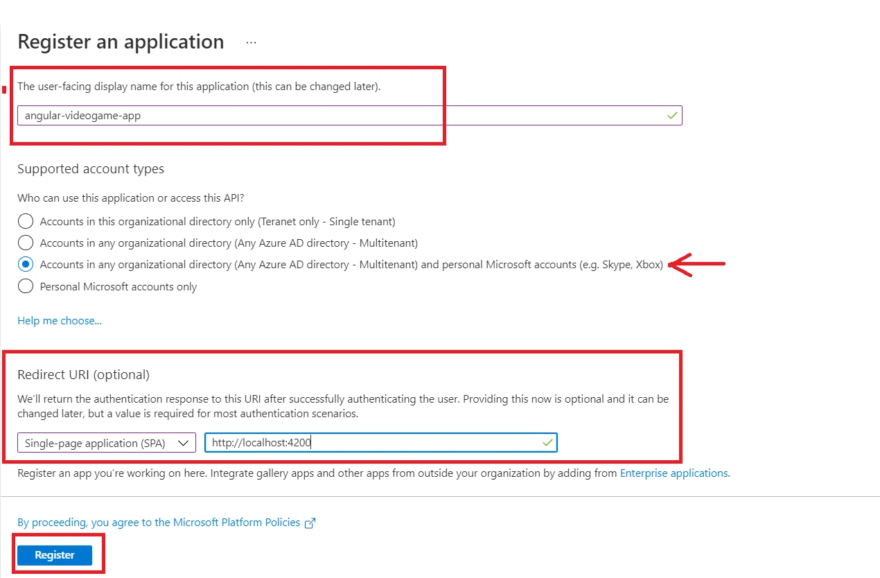 Register app on Azure Active Directory