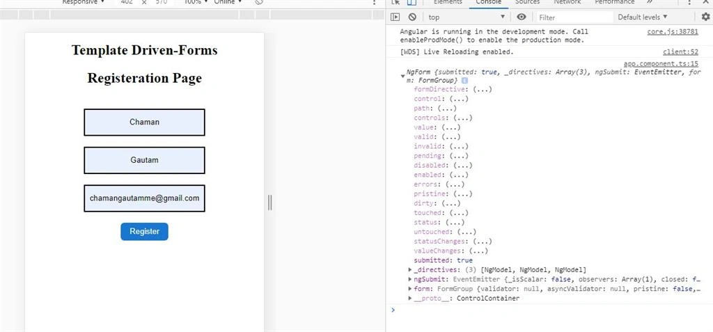 Template-Driven Form With Validations In Angular Using VS Code And Node.js