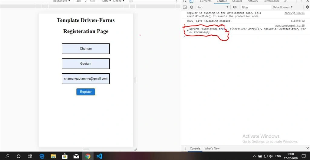 Template-Driven Form With Validations In Angular Using VS Code And Node.js