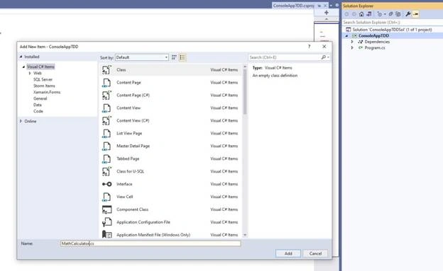 Test Driven Development In Visual Studio 2019