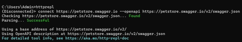 Test Web API using HTTPREPL